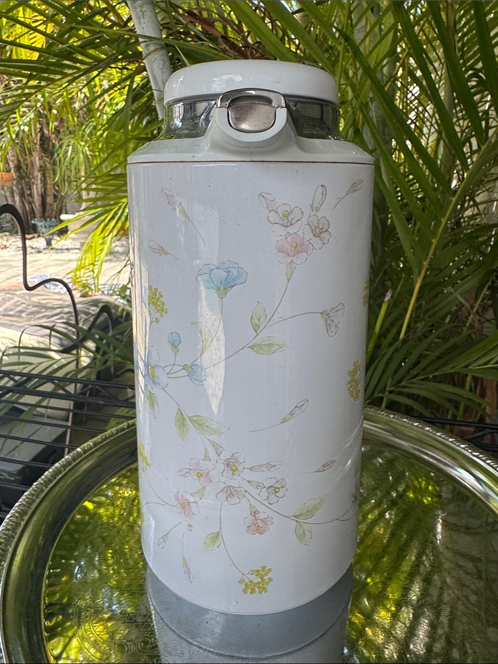THERMIQUE CORNING THERMAL SERVER, 1 QUART, FLORAL PATTERN #8020-29 Vintage - Picture 2 of 3